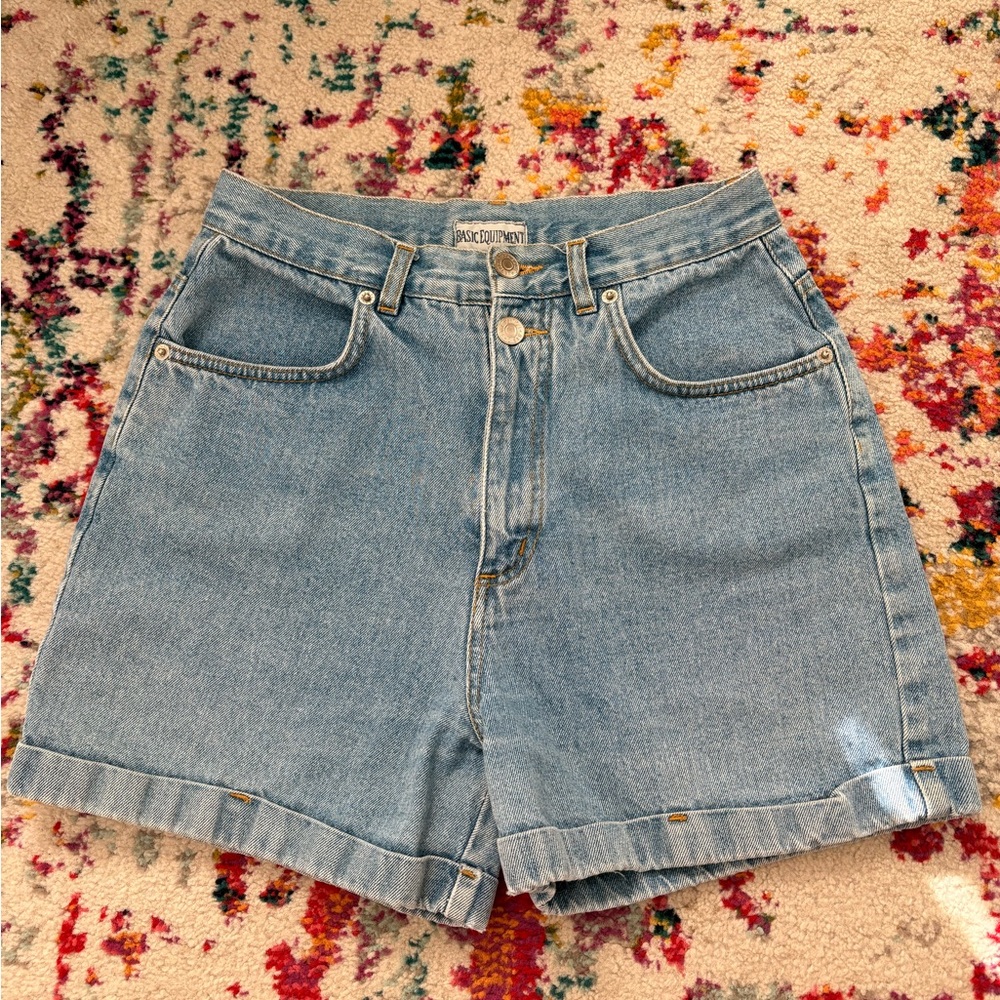 Vintage Basic Equipment Light Wash High-Rise Denim Shorts
